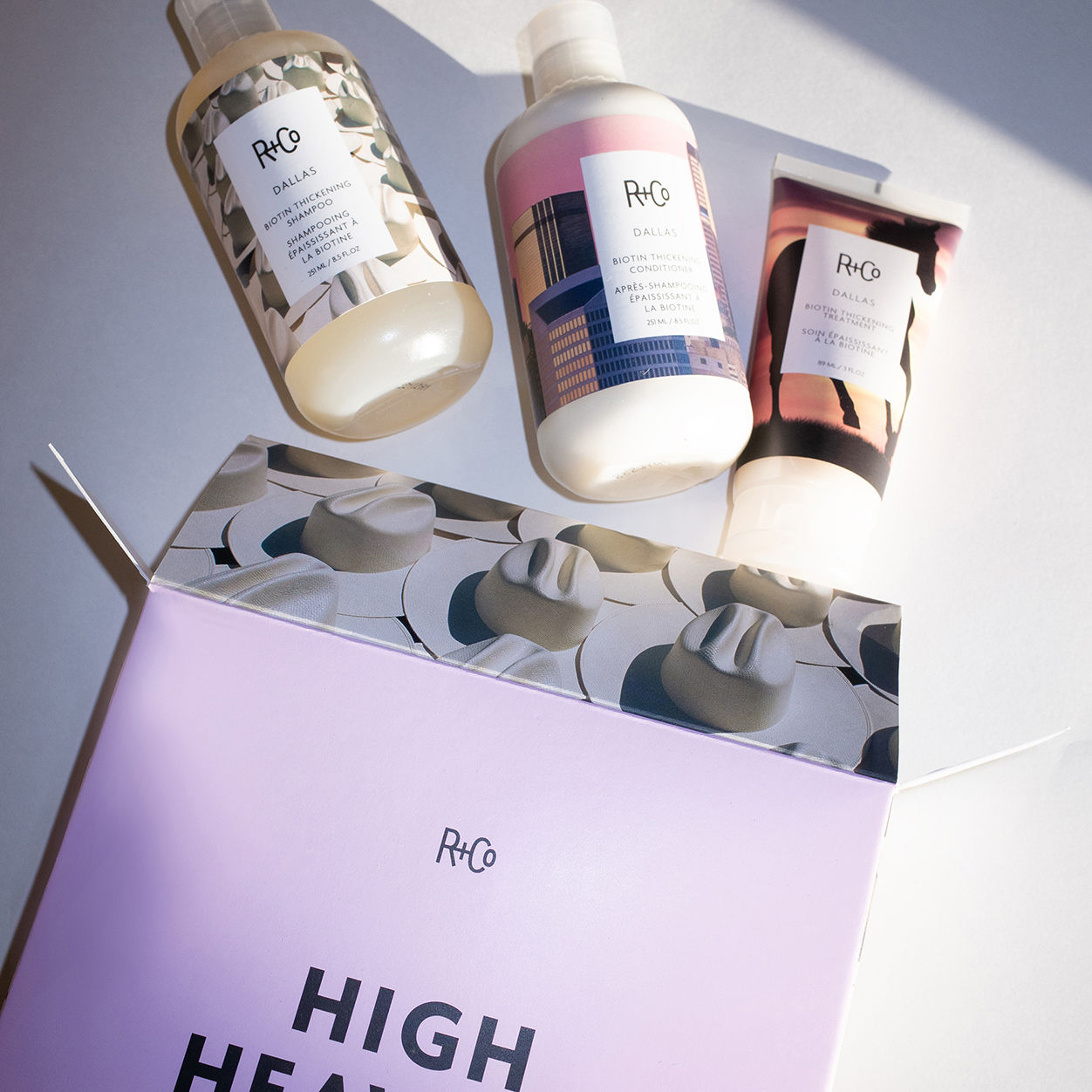 Lifestyle image of R+Co High Heavens Kit