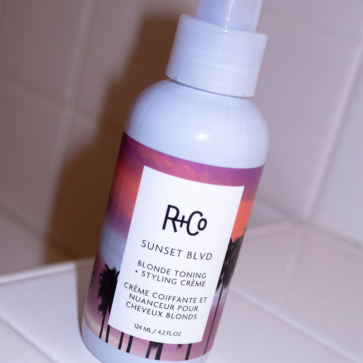 Lifestyle image of R+Co Sunset Blvd Blonde Toning Masque