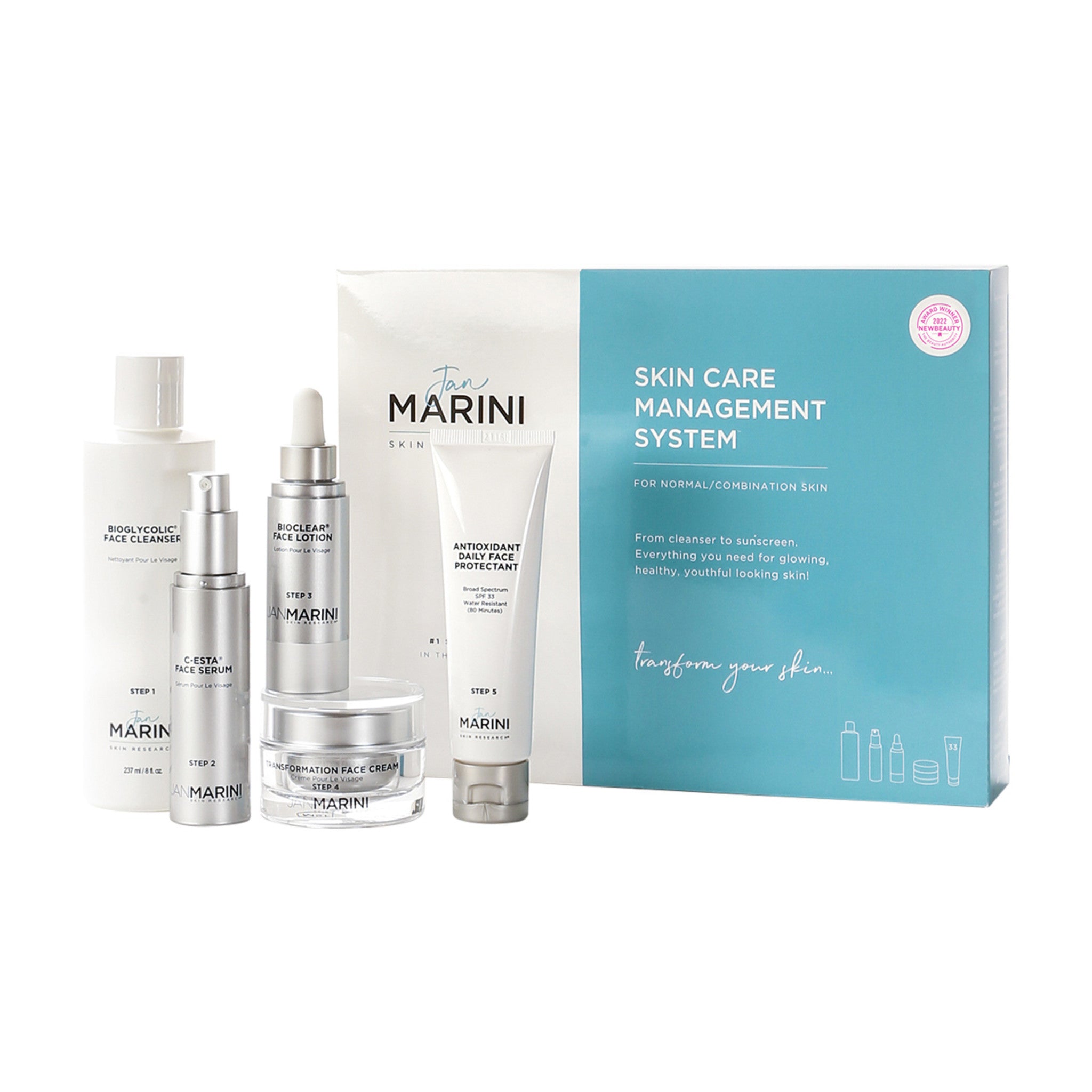 Jan Marini Skin Care Management System Normal or Combination Skin with Antioxidant Daily Face Protectant SPF 33 Size variant: main image.