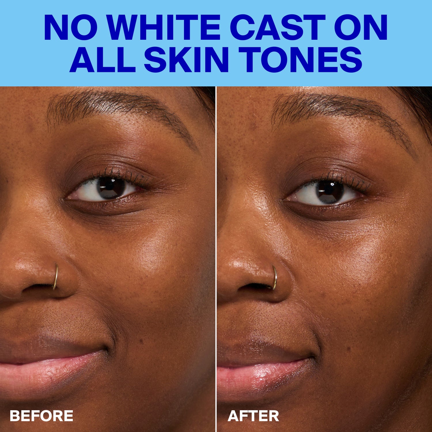 Before and after results of using Supergoop! Play Everyday Stick SPF 50