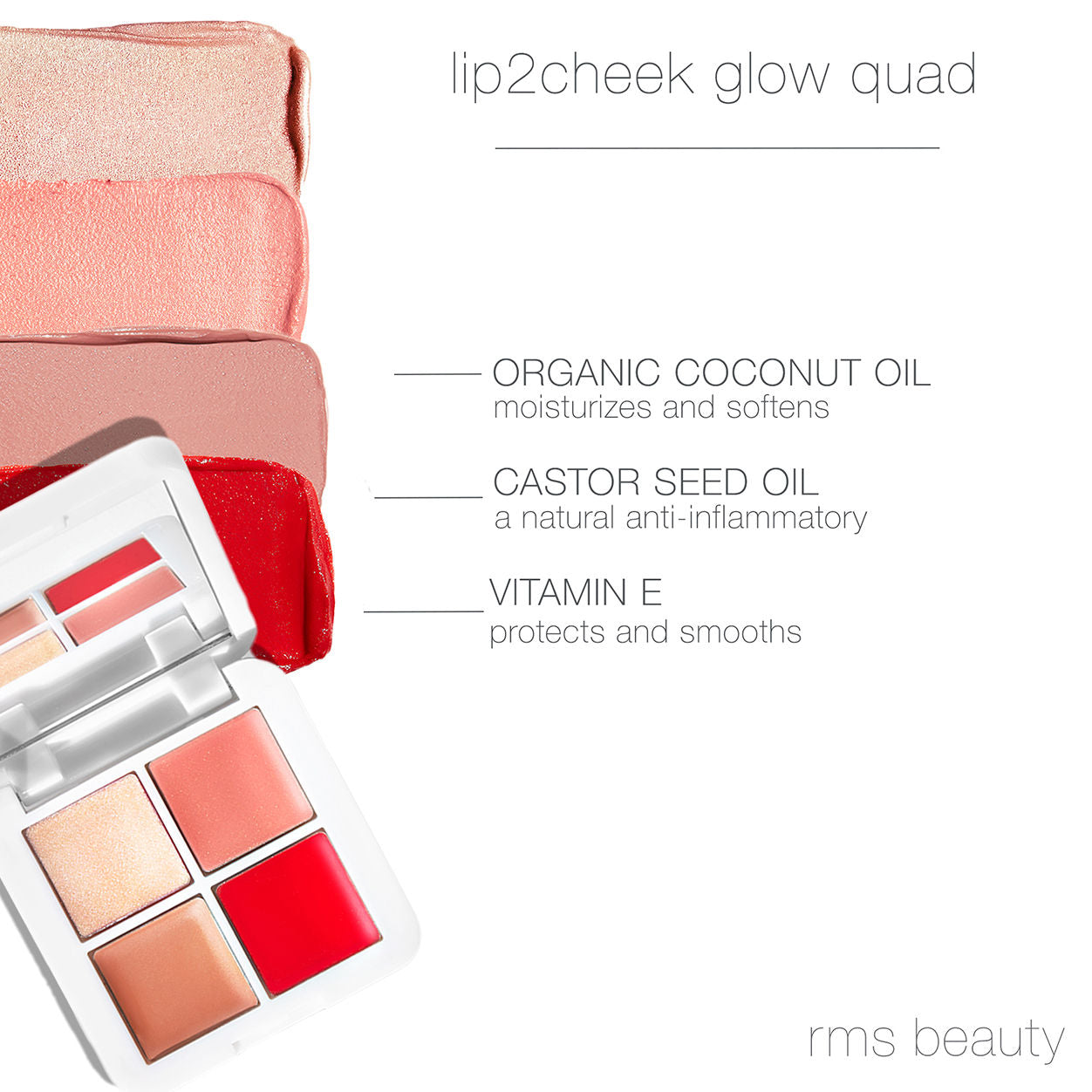 Information related to RMS Beauty lip2cheek glow quad