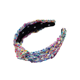 Lele Sadoughi Silver Metallic Confetti Knotted Headband main image