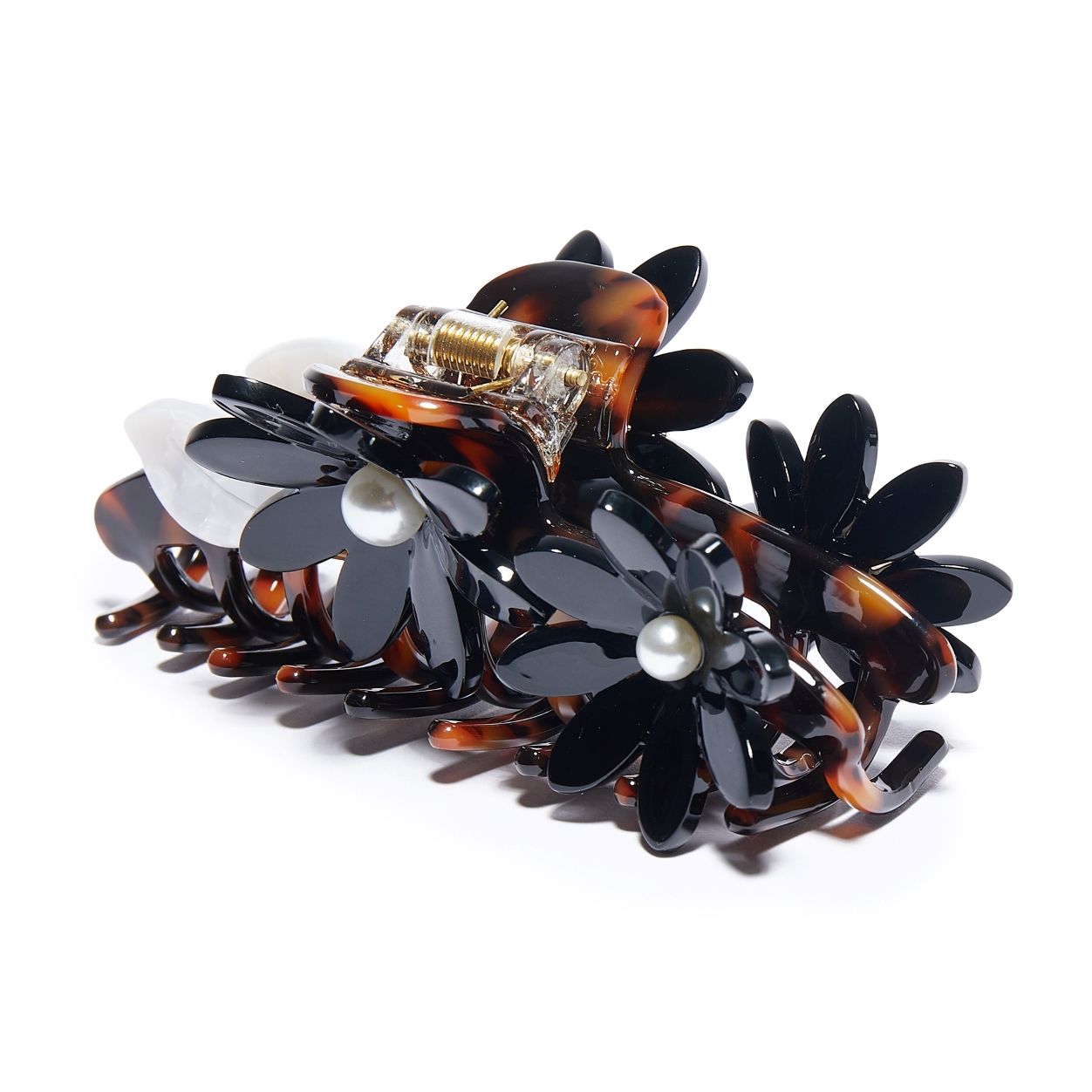 Side image of Lele Sadoughi Jet Petunia Claw Hair Clip