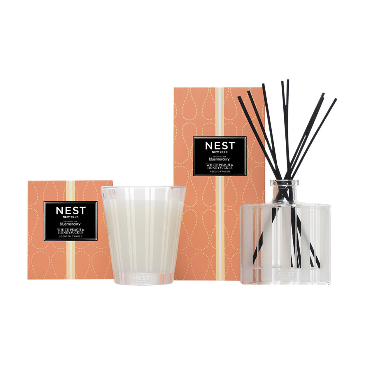 Image of the Nest White Peach and Honeysuckle Reed Diffuser box