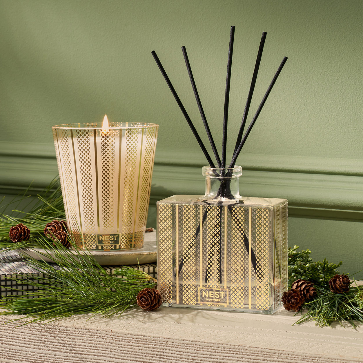 Lifestyle image of Nest Birchwood Pine Reed Diffuser (Limited Edition)