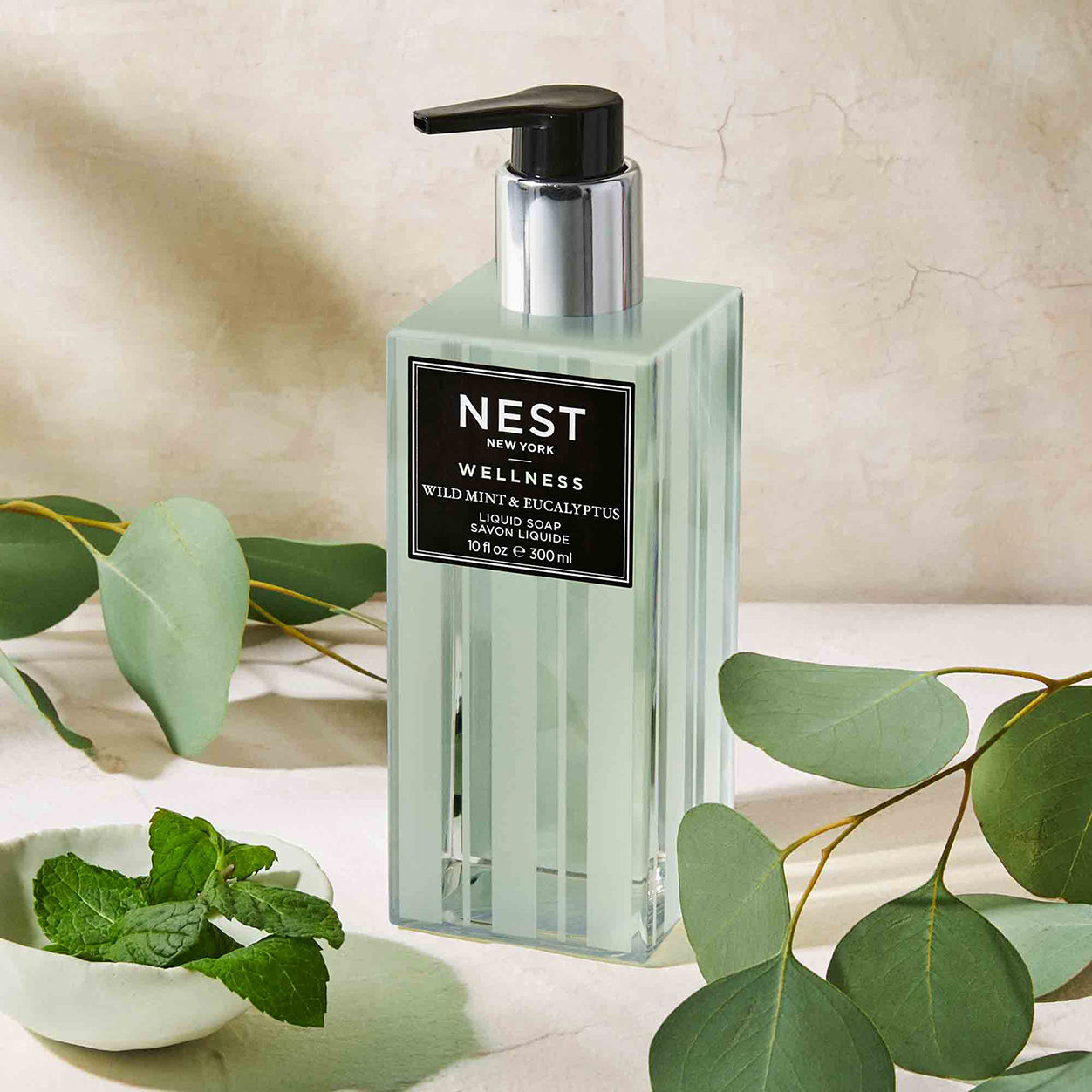 Lifestyle image of Nest Wild Mint and Eucalyptus Liquid Soap