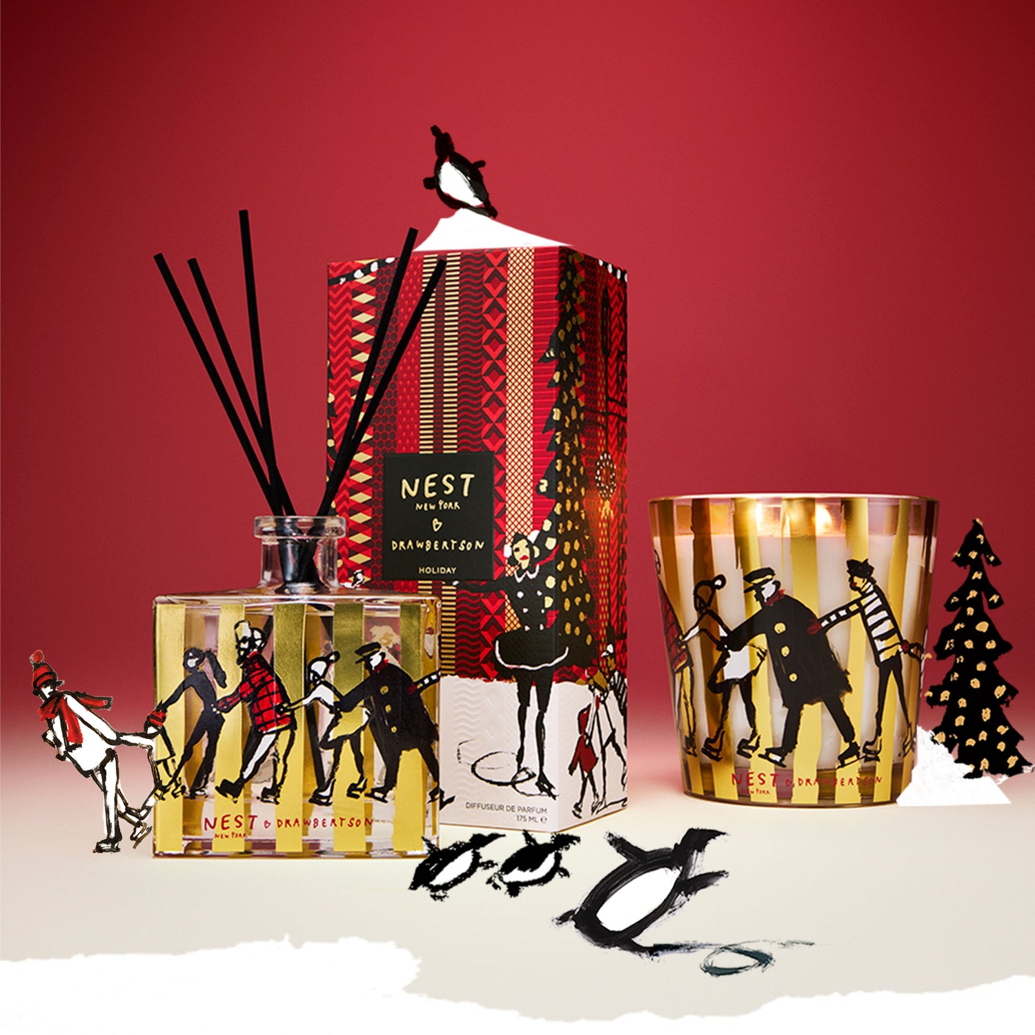 Lifestyle image of Nest Nest New York x Drawbertson Holiday Reed Diffuser (Limited Edition)