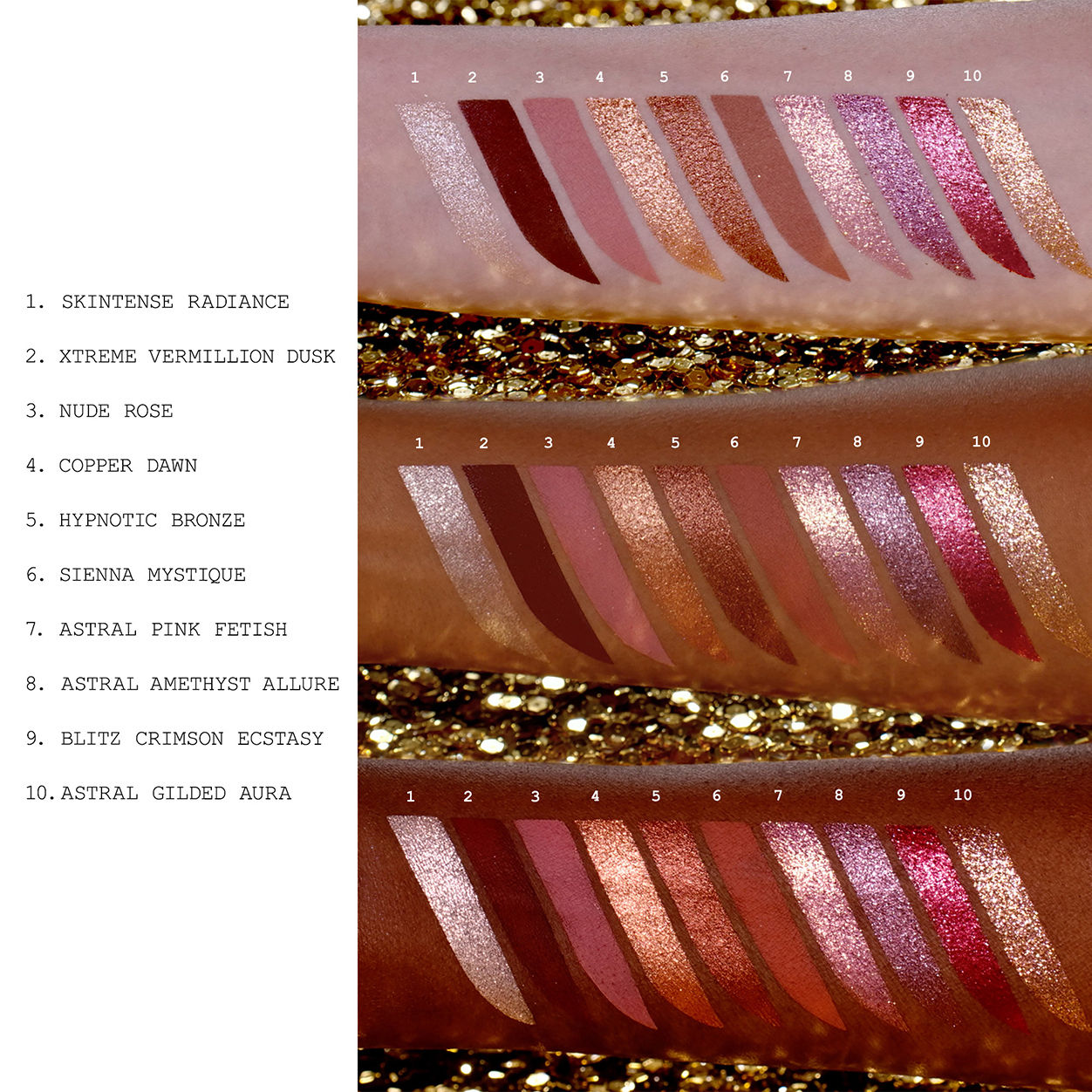 An arm swatch of Pat McGrath Labs Mothership XI: Sunlit Seduction