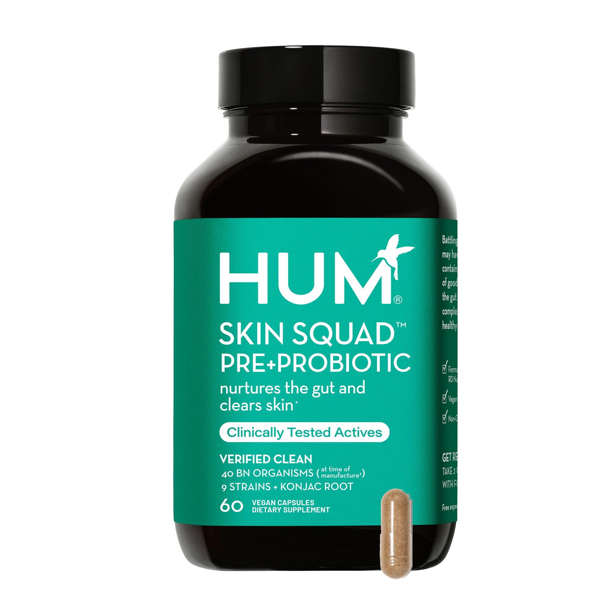 Hum Skin Squad Pre+Probiotic Clear Skin Supplement main image.