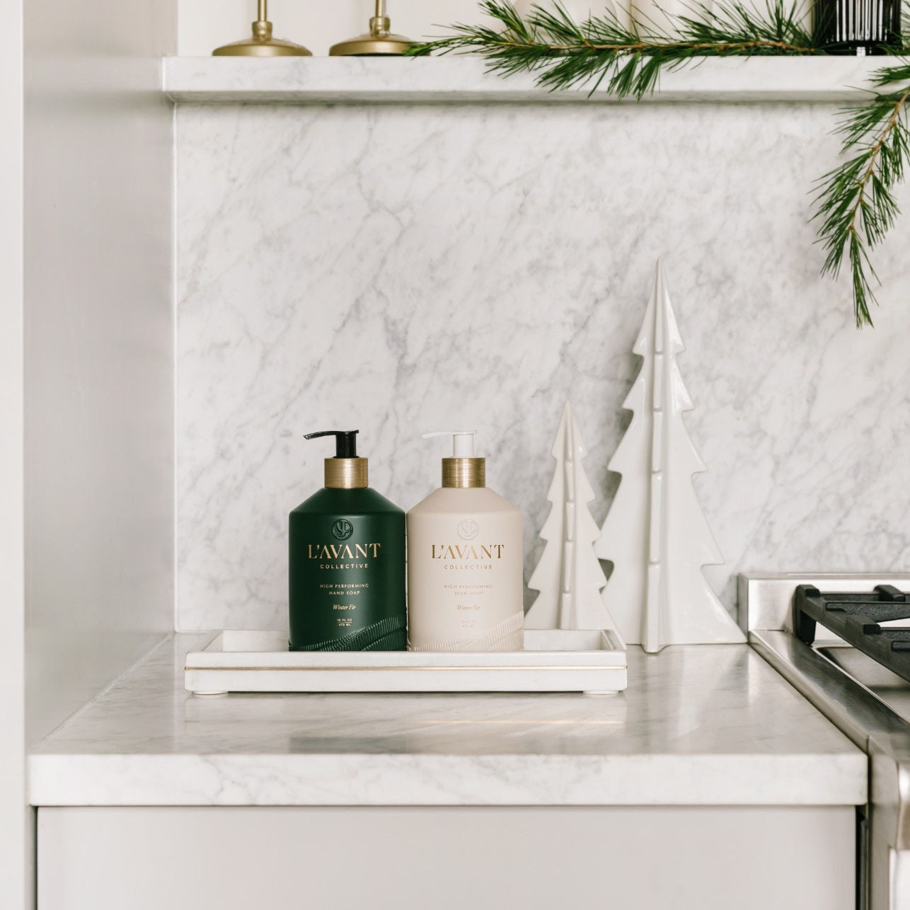 Lifestyle image of L’Avant Collective Winter Fir Hand Soap (Limited Edition)