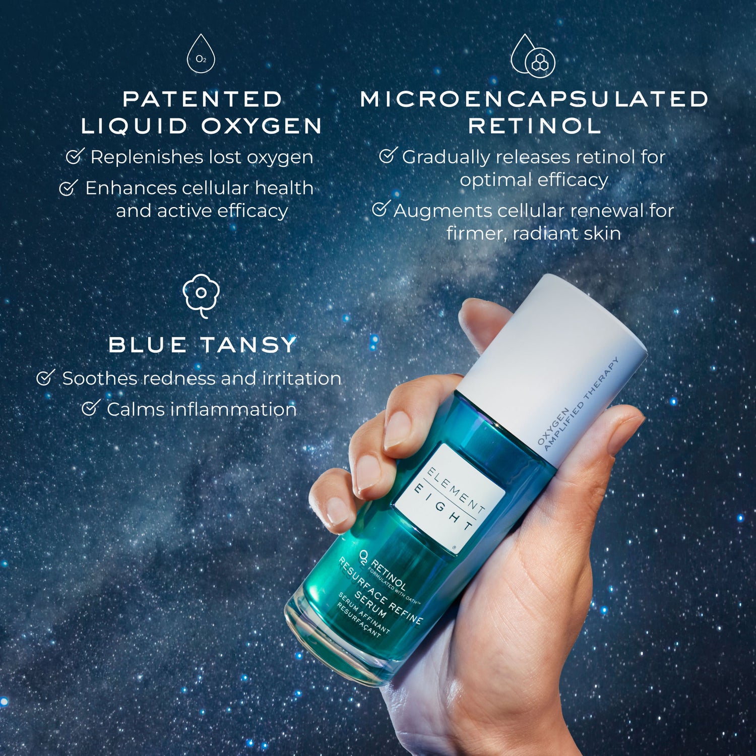 Image of a closed Element Eight O2 Retinol Serum