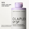 Lifestyle image of Olaplex No.5P Blonde Hair Hydrating & Brightening Purple Toning Conditioner
