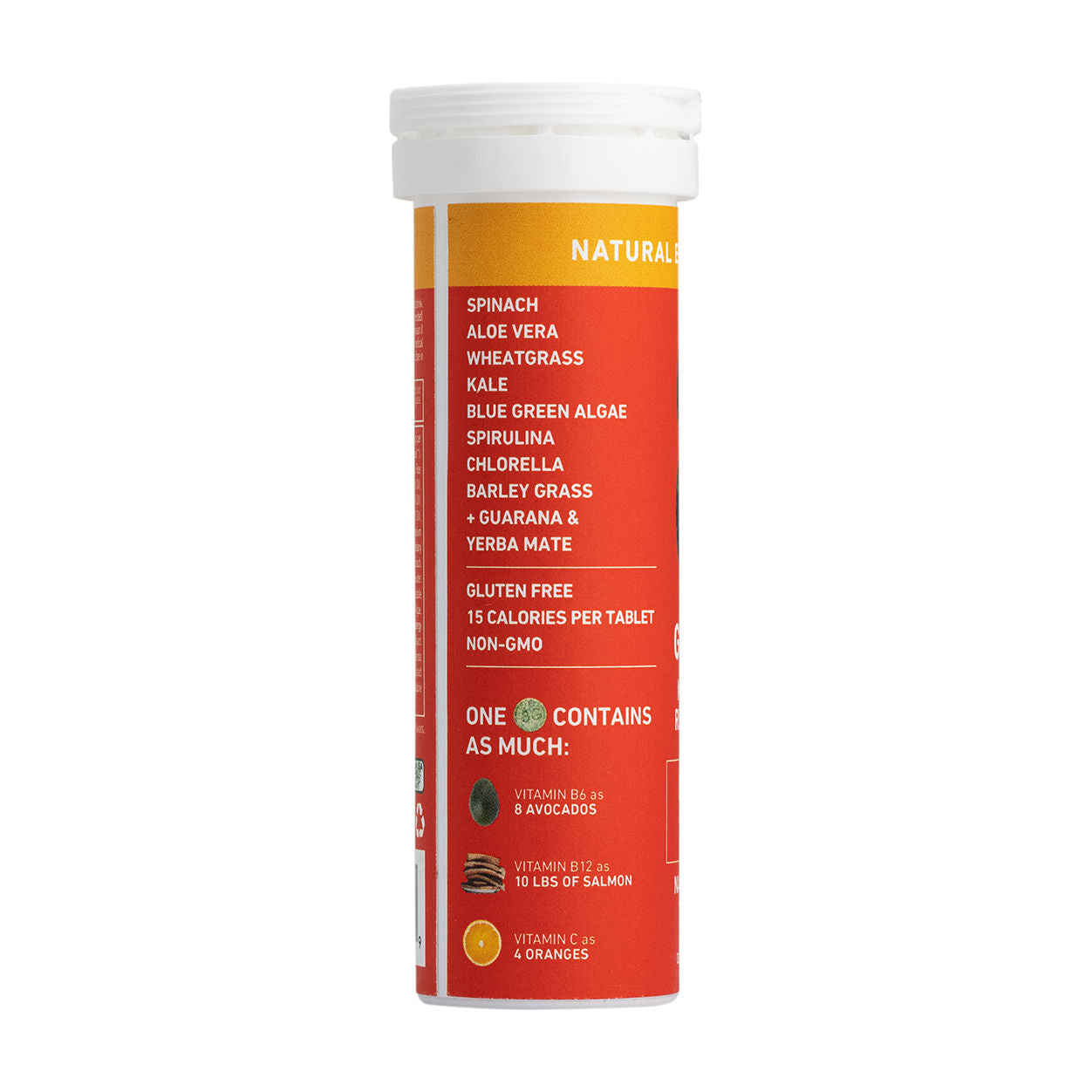 Side image of 8Greens Mega Energy Fizzy Tablet Peach Tea