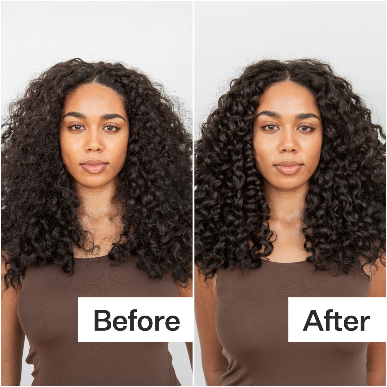 Before and after results of using Act+Acre Cold Processed Soft Curl Lotion