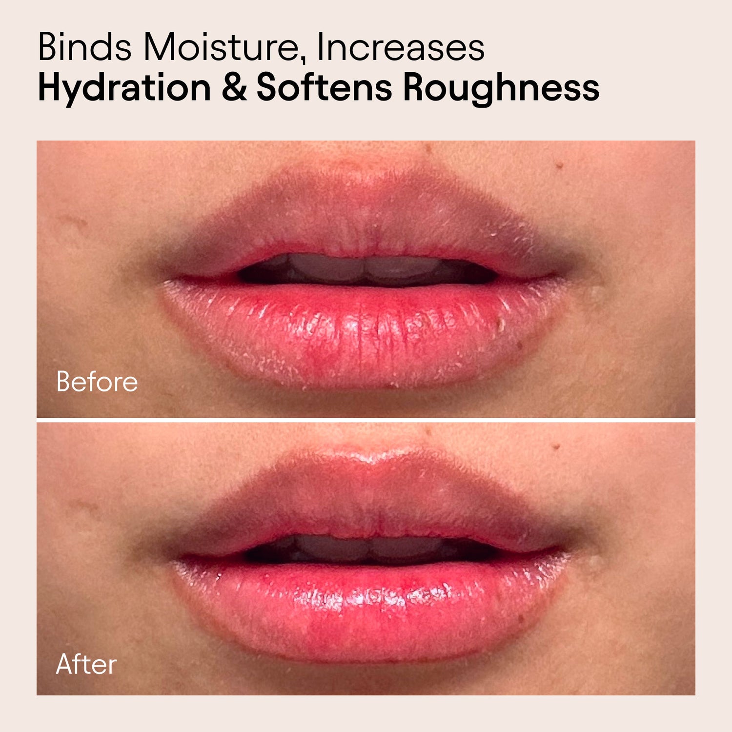 Before and after results of using Alpyn Beauty Plumping and Softening Sweet Agave Lip Balm Treatment
