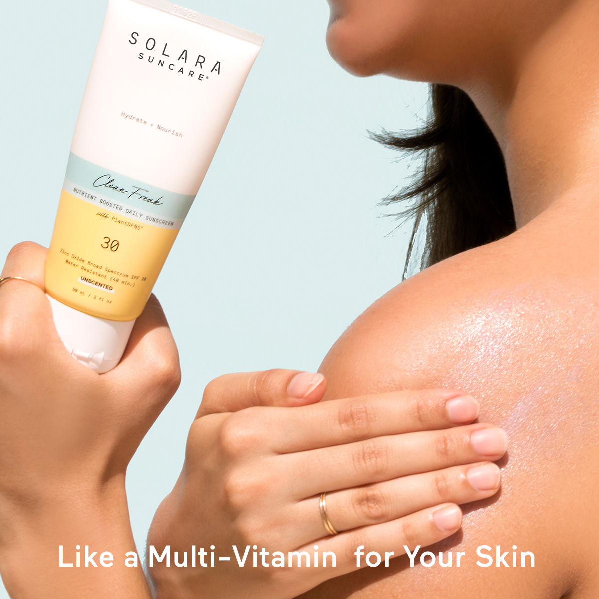 Model image of Solara Suncare Clean Freak Active Wear Body Sunscreen Moisturizer SPF 30