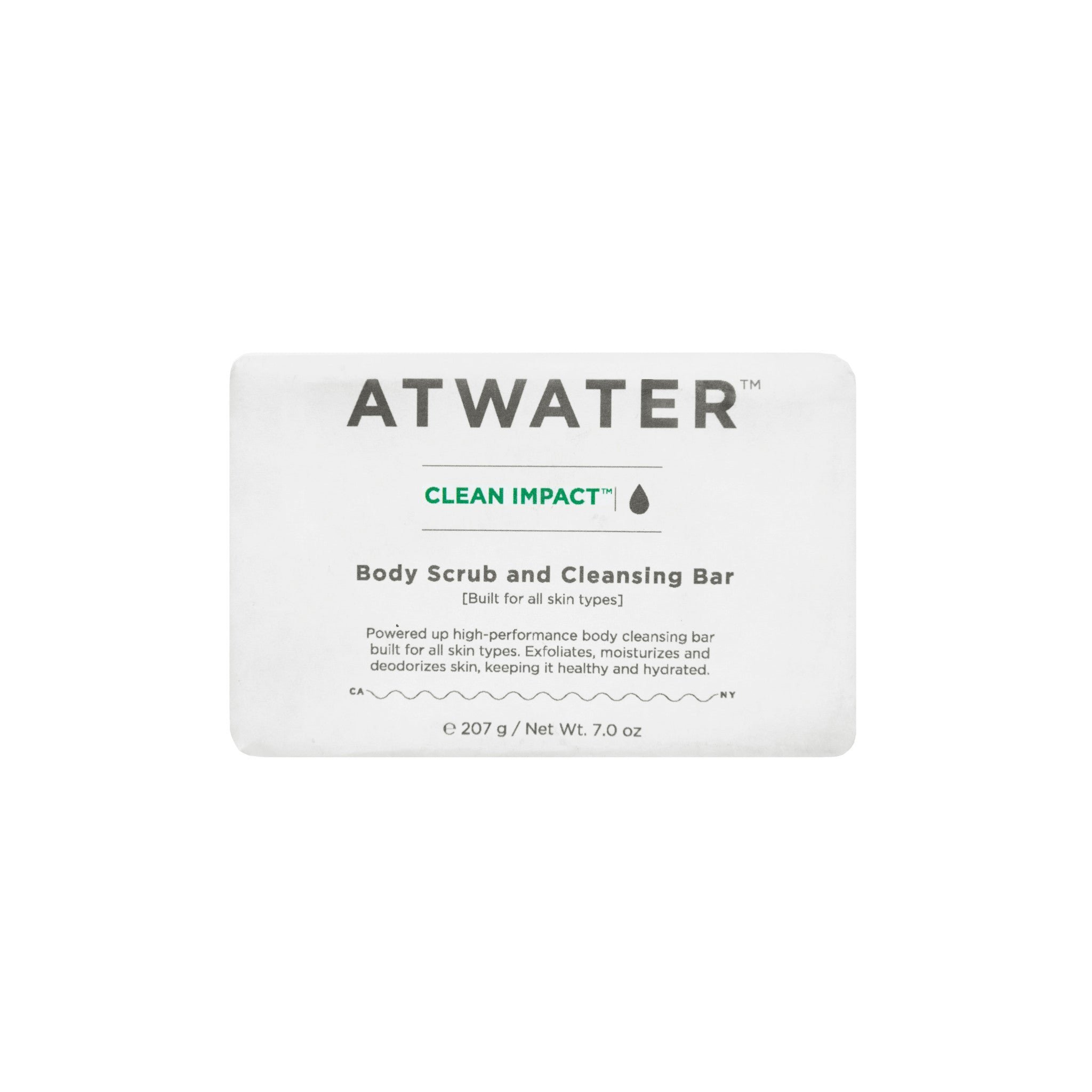 Atwater Clean Impact Body Scrub and Cleansing Bar main image.
