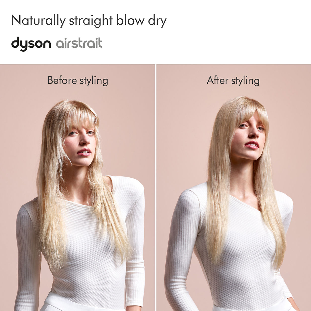 Before and after results of using Dyson Airstrait Straightener