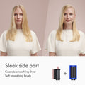 Dyson Airwrap Multi-Styler Complete Long in Blue Blush (Limited Edition) before and after image .