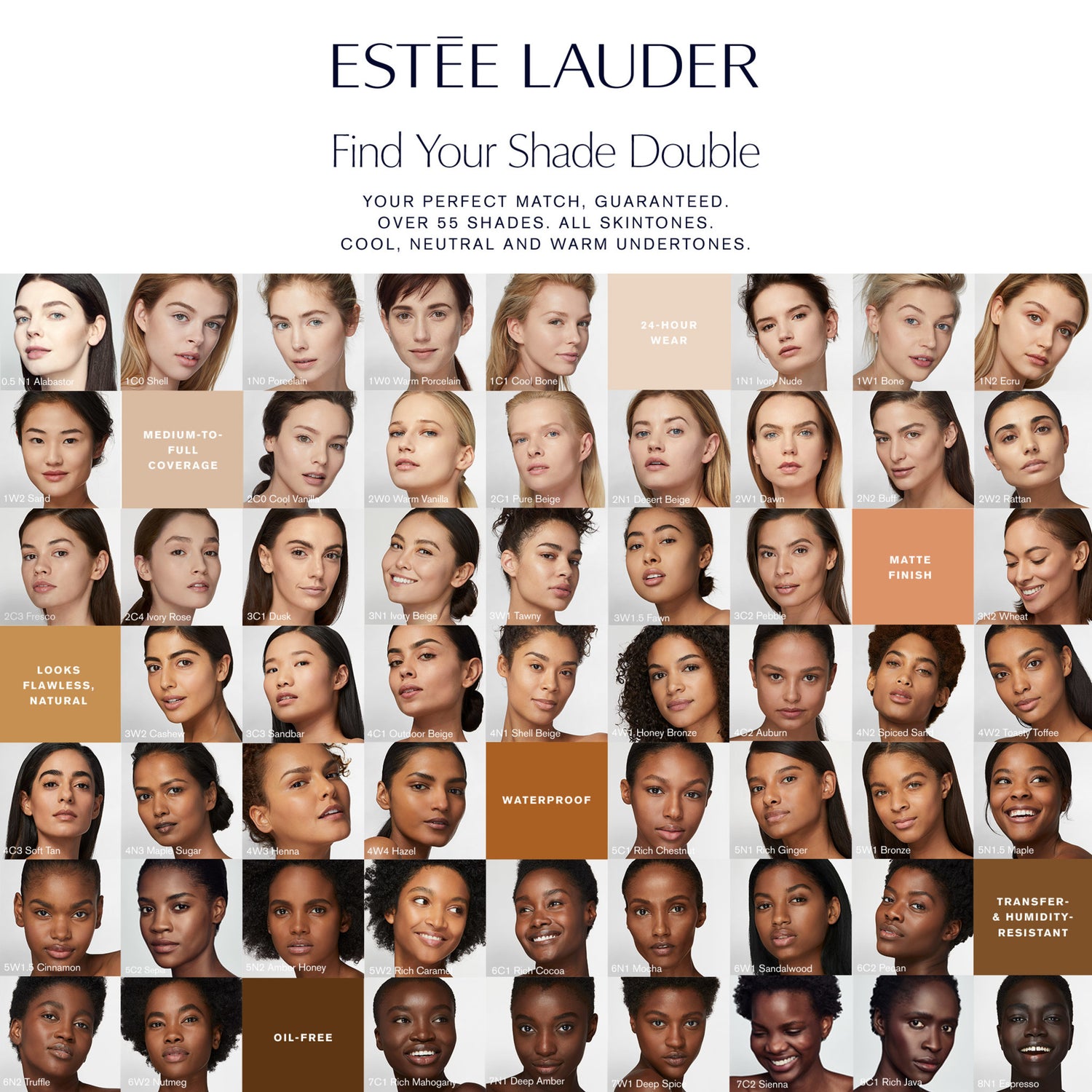 Estée Lauder Double Wear Stay-in-Place Foundation group model image . This product is for medium warm olive complexions