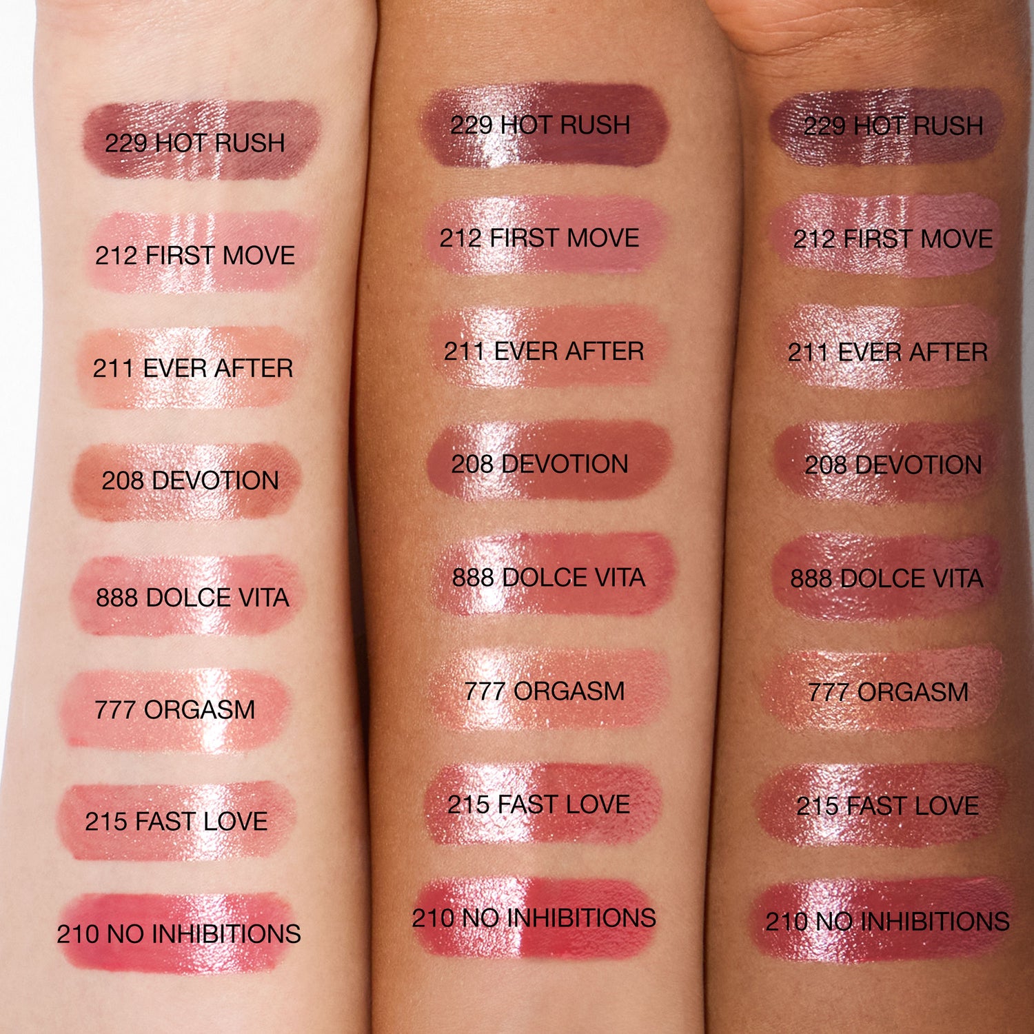 An arm swatch of Nars Afterglow Sensual Shine Lipstick