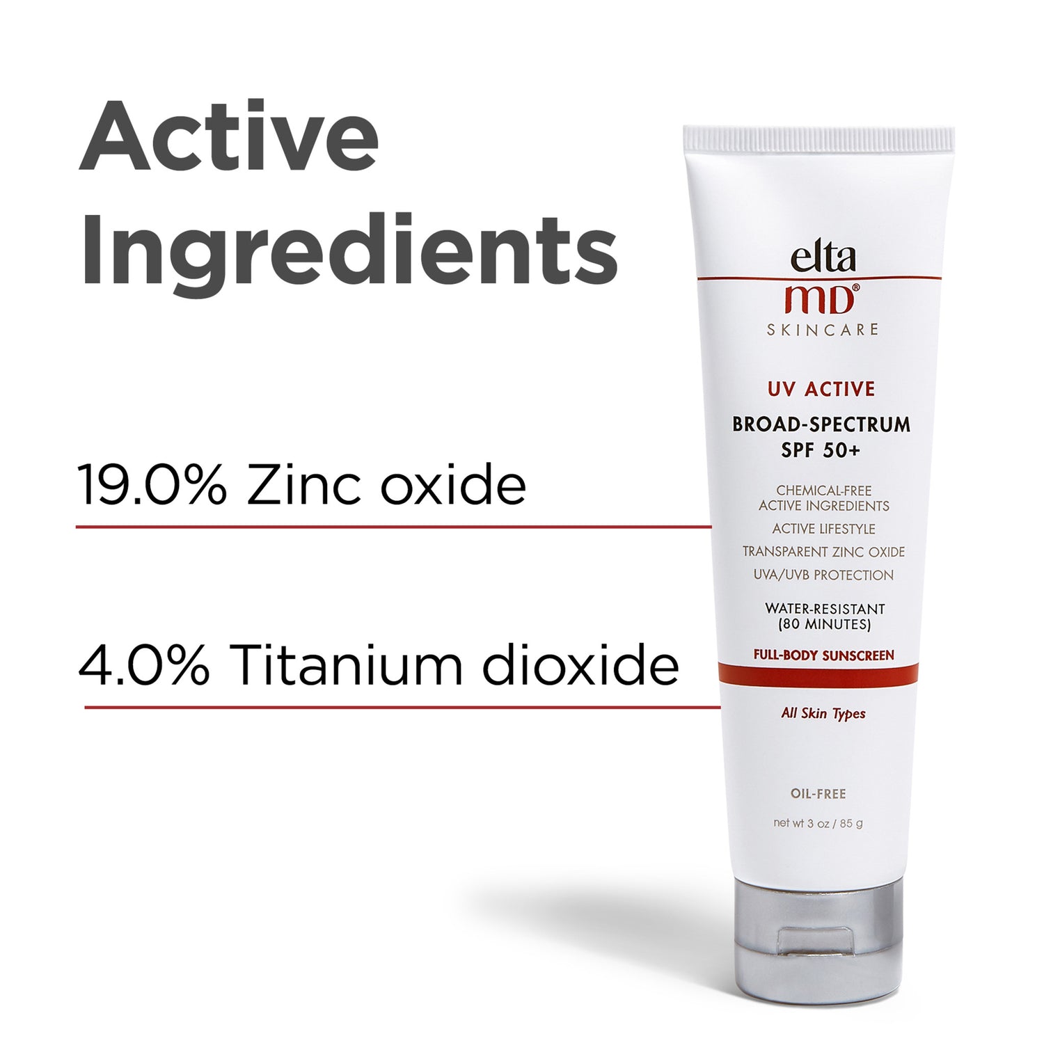 EltaMD UV Active Broad-Spectrum SPF 50+ infographics image .