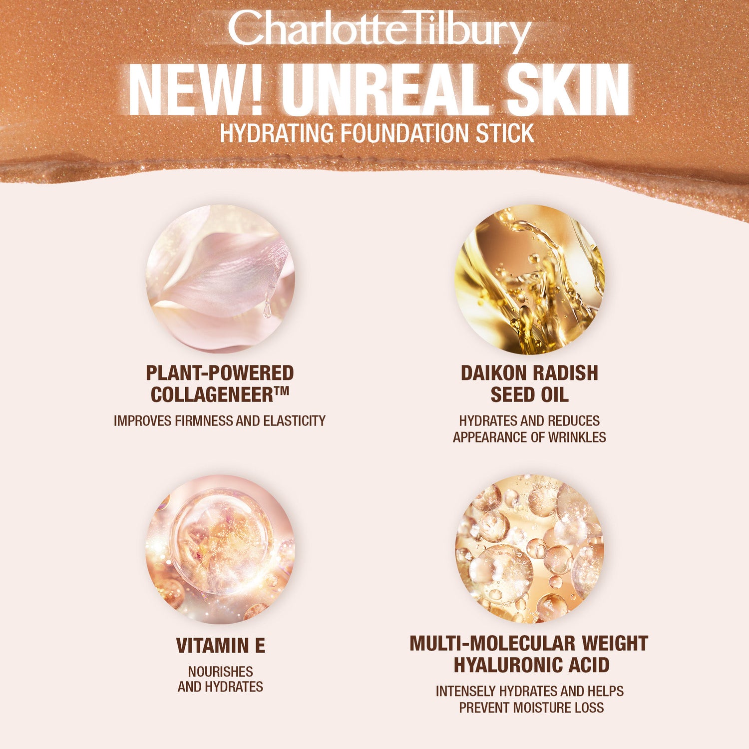 Information related to Charlotte Tilbury Unreal Skin Sheer Glow Tint Hydrating Foundation Stick