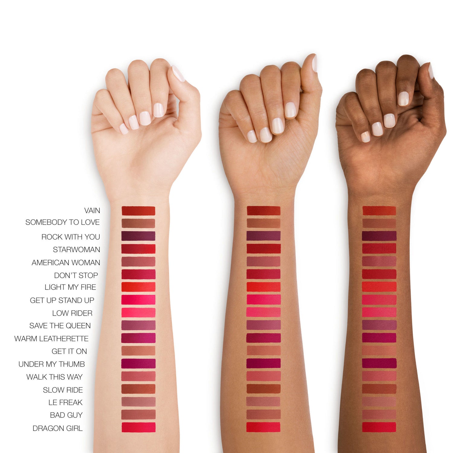 An arm swatch of Nars Powermatte Lip Pigment variant: Le Freak
