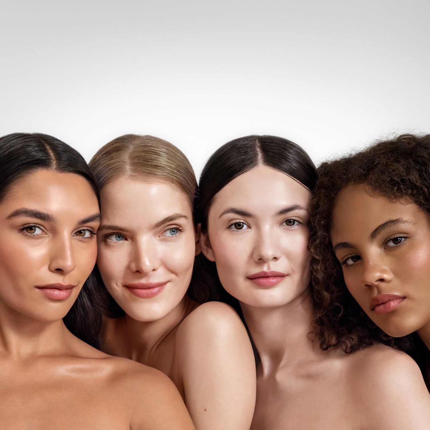 Chantecaille Just Skin Tinted Moisturizer SPF 15 group model image . This product is for medium cool neutral peach complexions