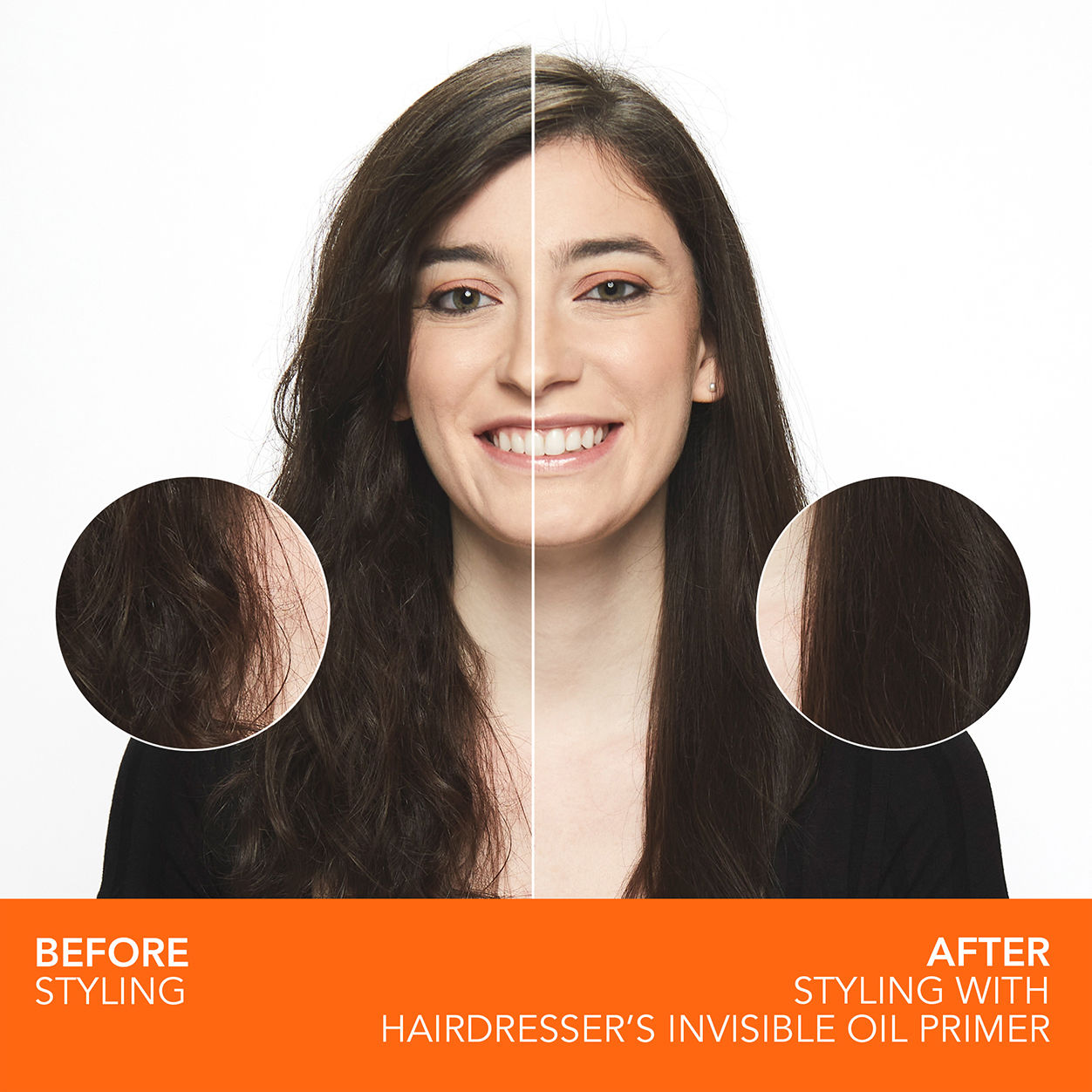 Before and after results of using Bumble and Bumble Hairdresser's Invisible Oil Heat/UV Protective Primer