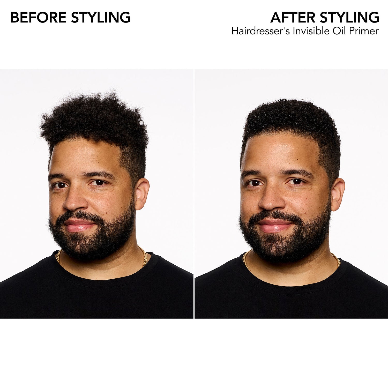 Before and after results of using Bumble and Bumble Hairdresser's Invisible Oil Heat/UV Protective Hair Primer Leave-In Conditioner