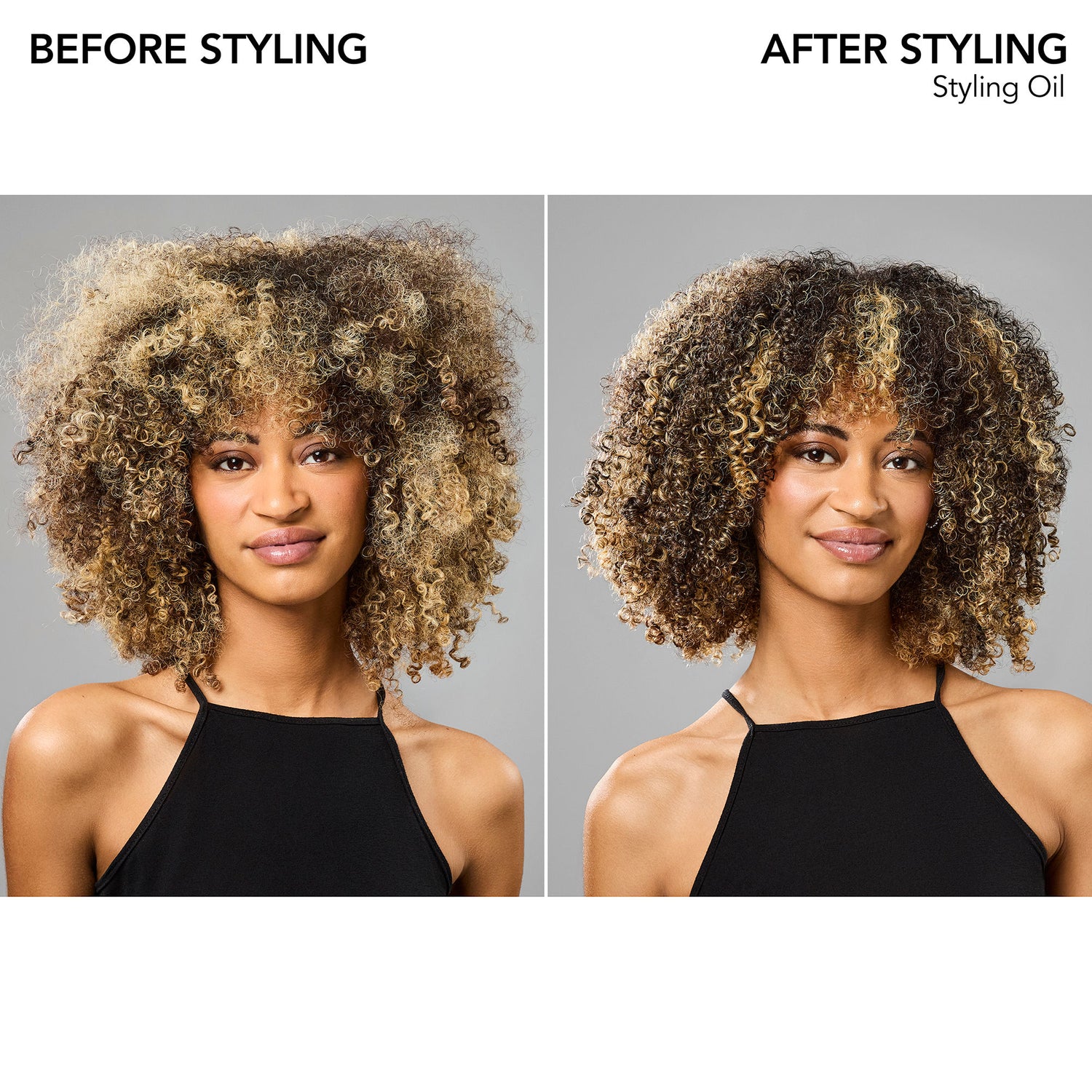 Before and after results of using Bumble and Bumble Styling Oil for Split End Prevention + Anti-Frizz variant: 4 fl oz