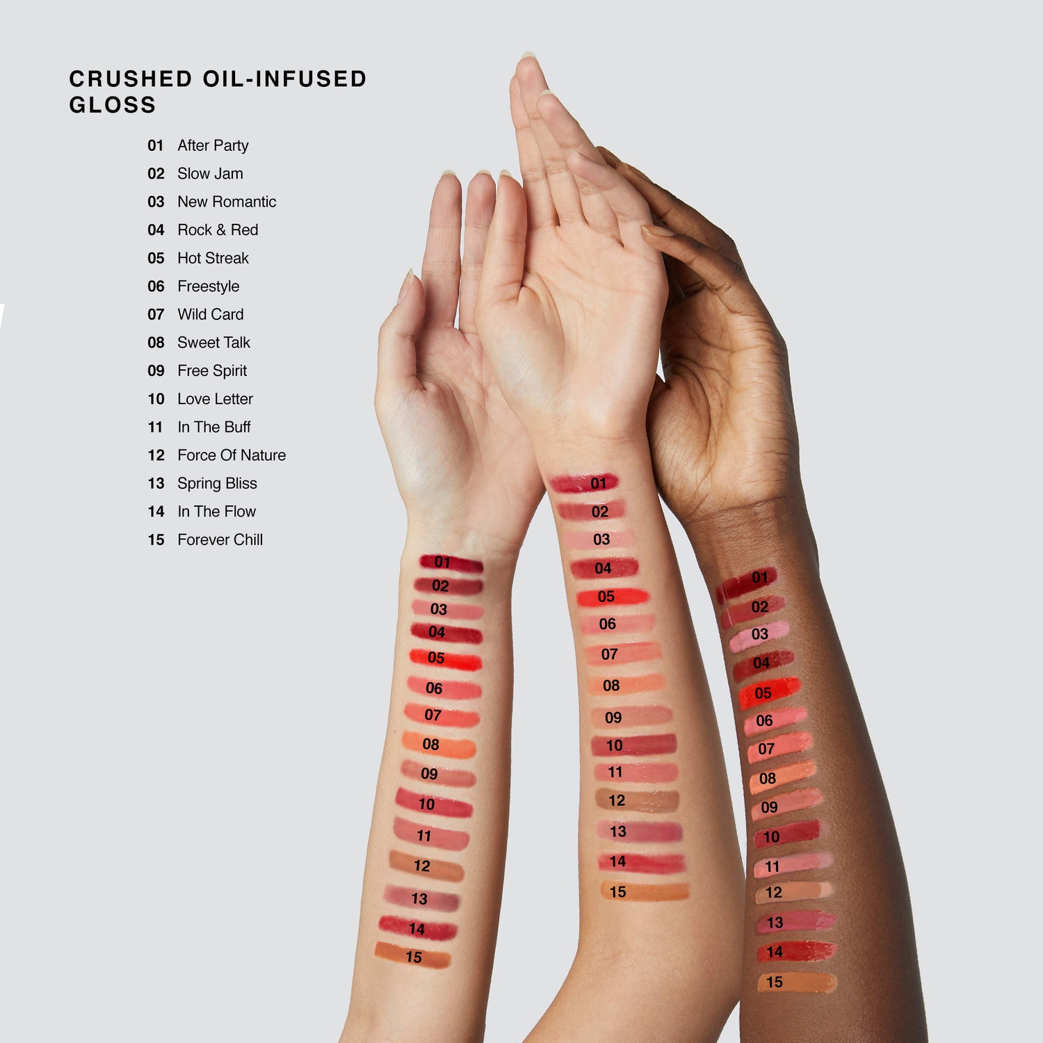 Group swatch image of Bobbi Brown Crushed Oil-Infused Gloss