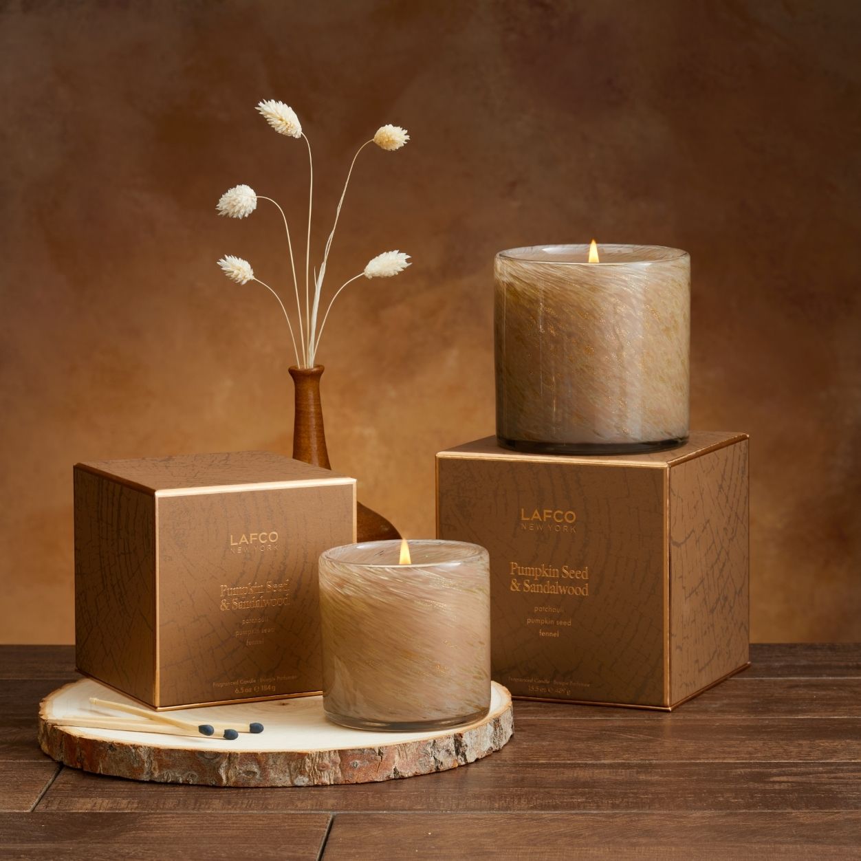 Lifestyle image of Lafco Pumpkin Seed & Sandalwood Candle