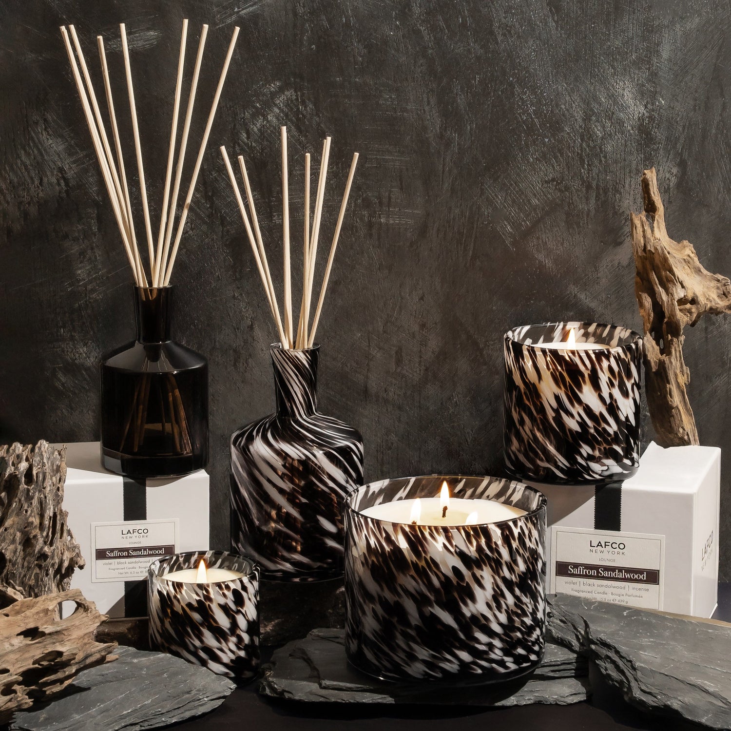 Lifestyle image of Lafco Saffron Sandalwood Reed Diffuser variant: 15.5 oz (Signature)