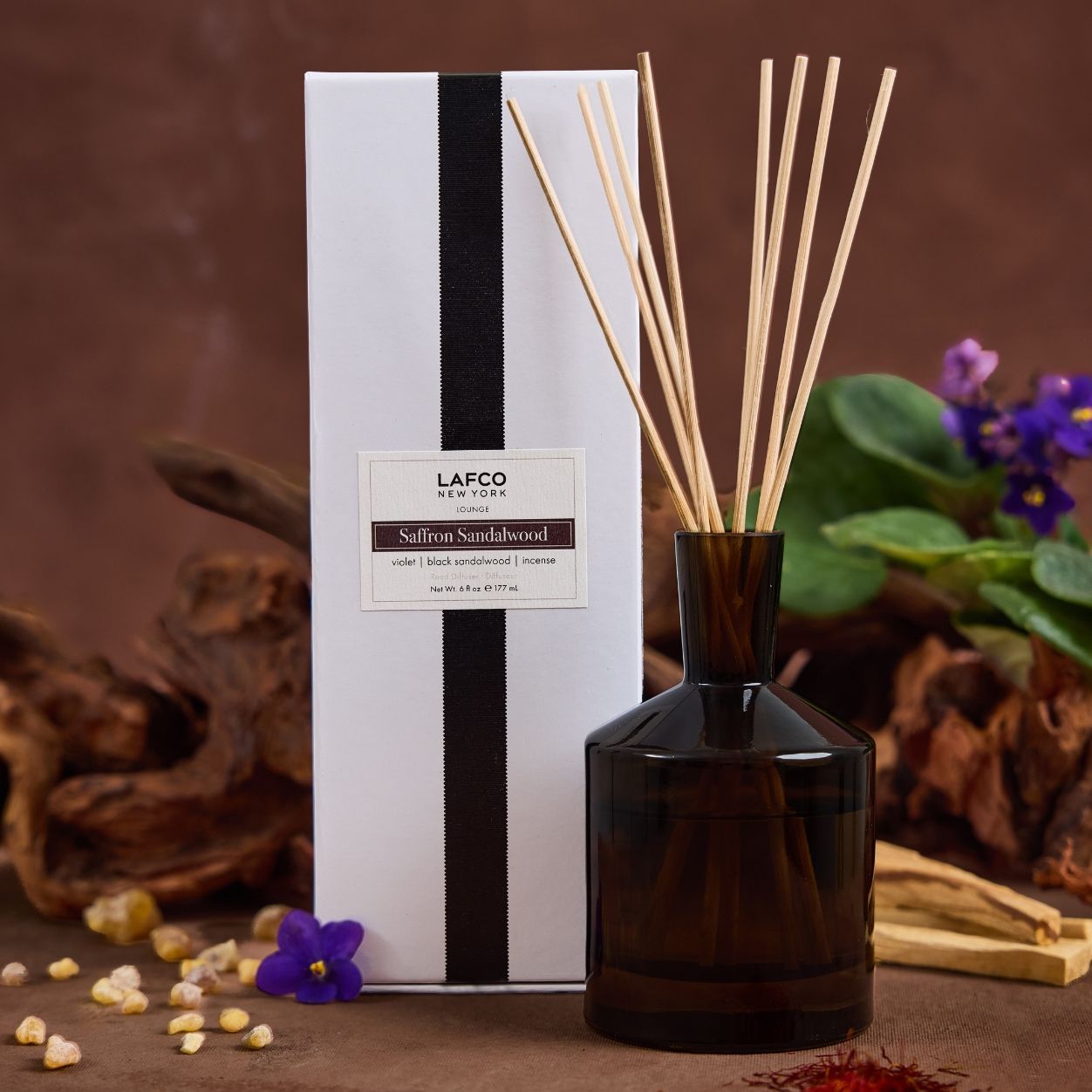 Lifestyle image of Lafco Saffron Sandalwood Reed Diffuser variant: 15.5 oz (Signature)