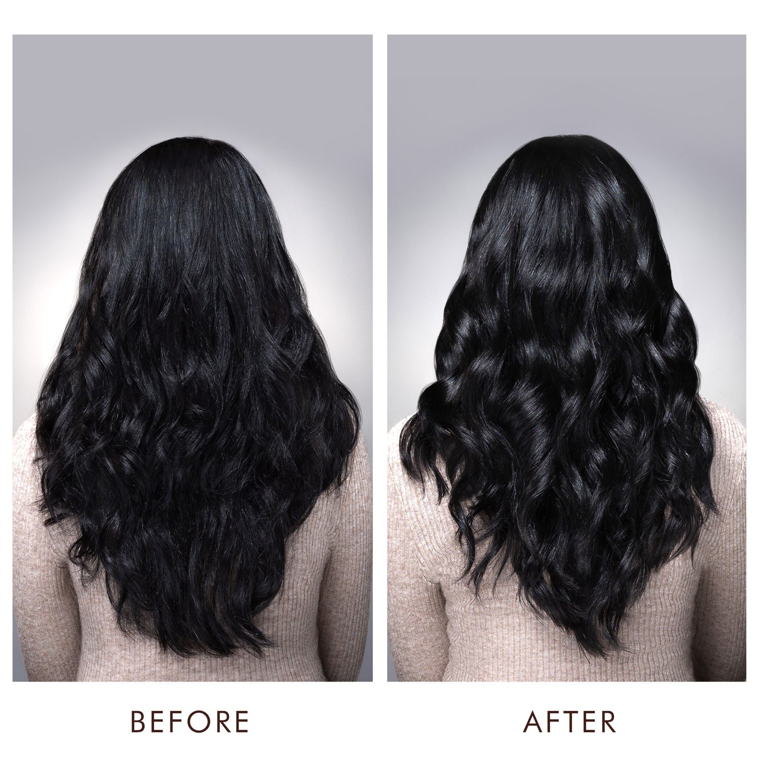 Before and after results of using Moroccanoil Luminous Hairspray Extra Strong