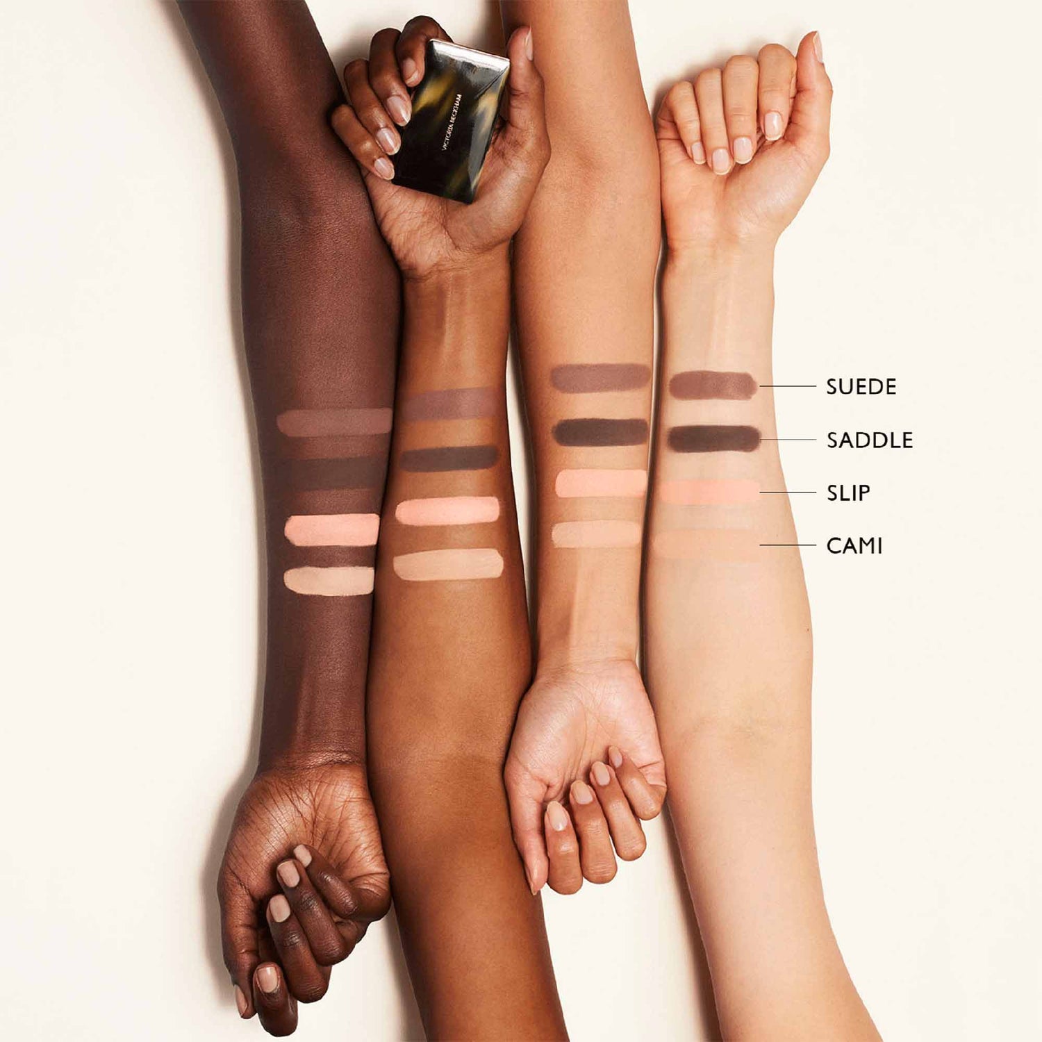 An arm swatch of Victoria Beckham Beauty Smoky Eye Brick