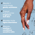 Kosas Good Body Skin AHA and Enzyme Exfoliating Body Wash infographics image .