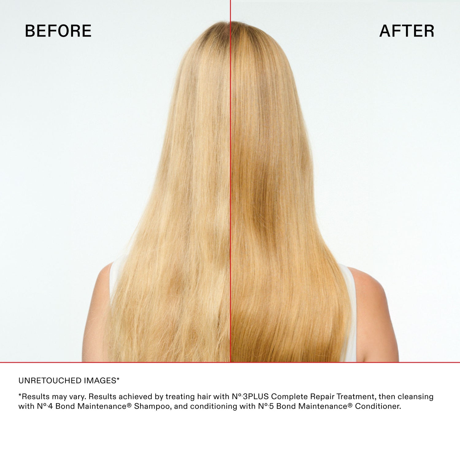Before and after results of using Olaplex N°.3 Plus Complete Repair Treatment