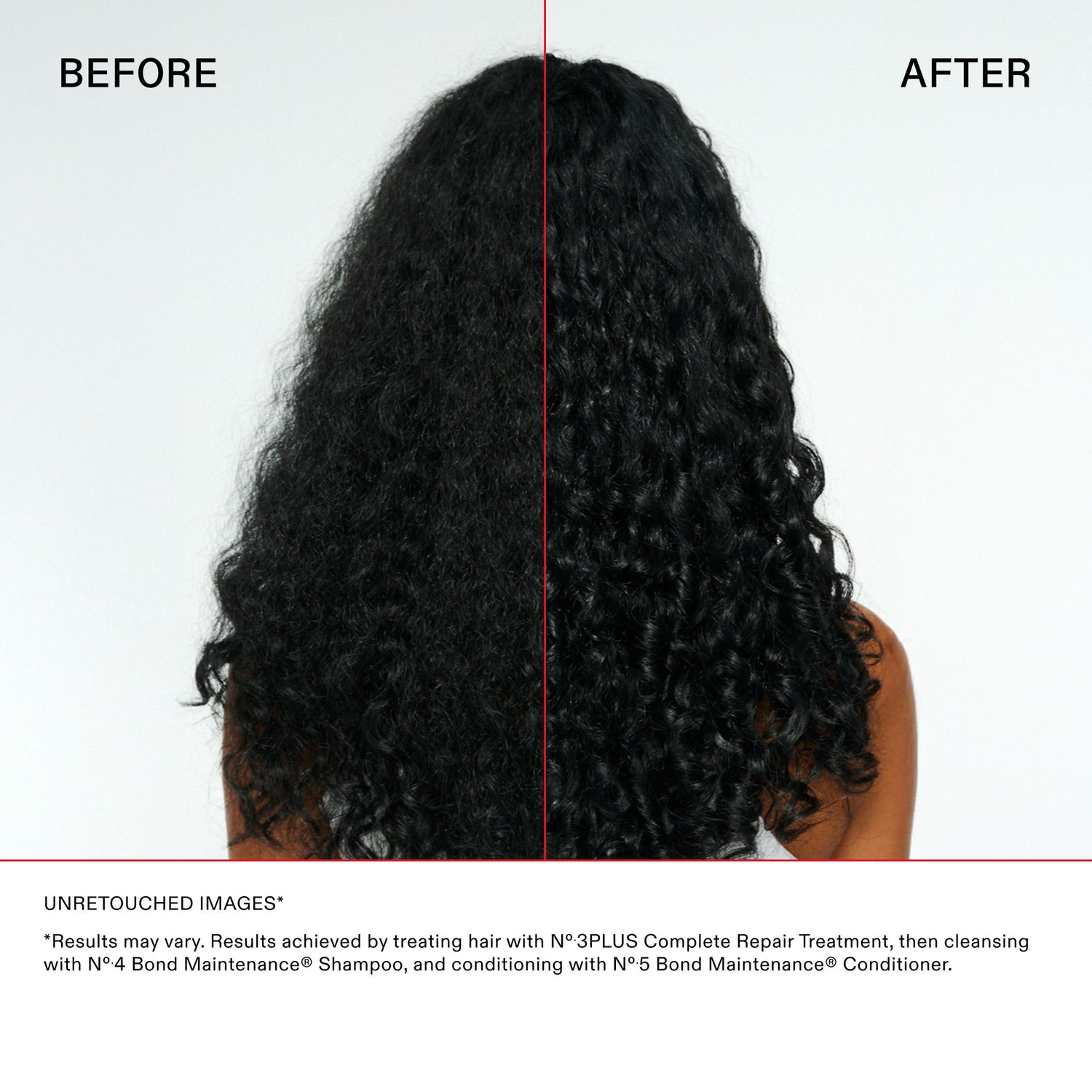Before and after results of using Olaplex N°.3 Plus Complete Repair Treatment