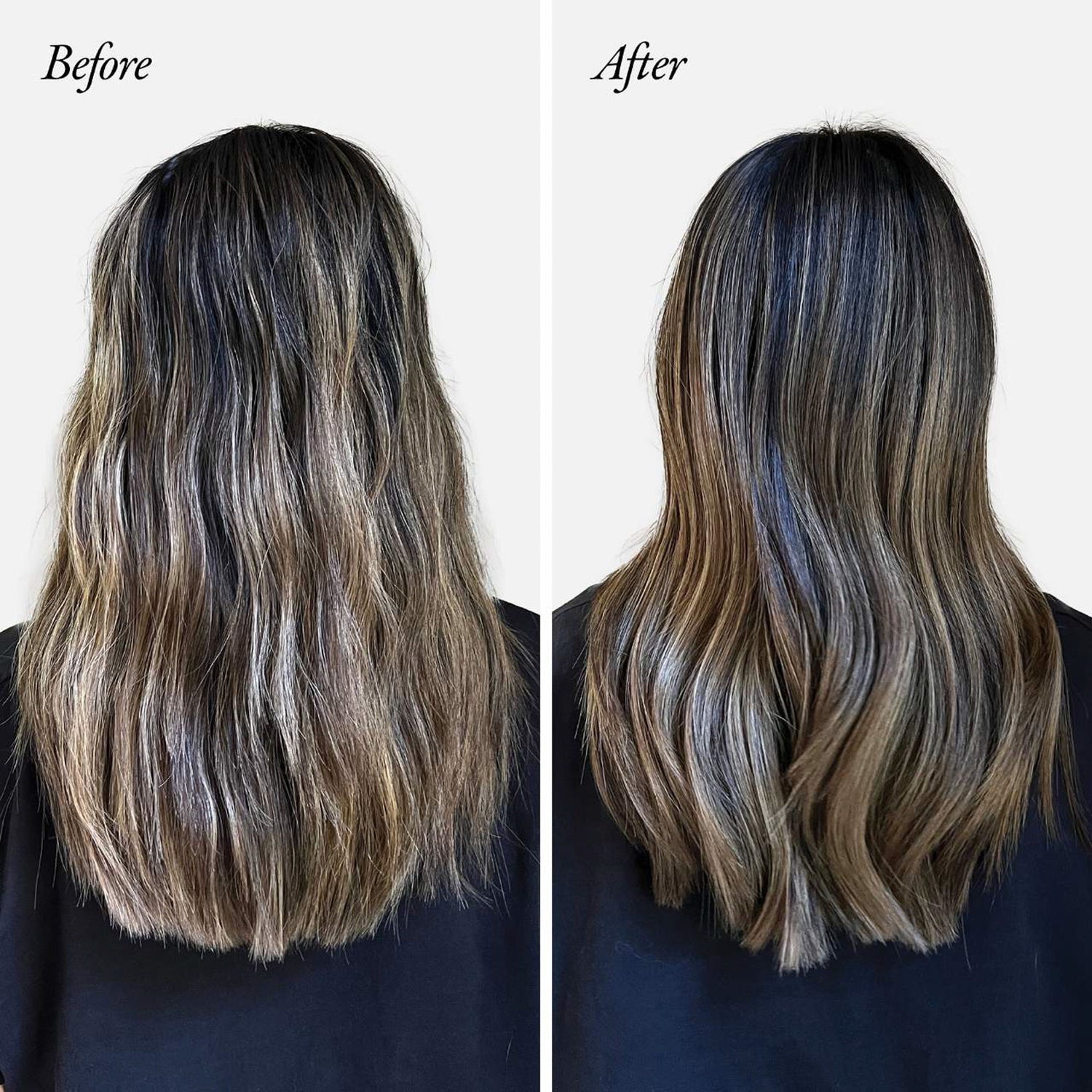 Before and after results of using Oribe Supershine Moisturizing Cream