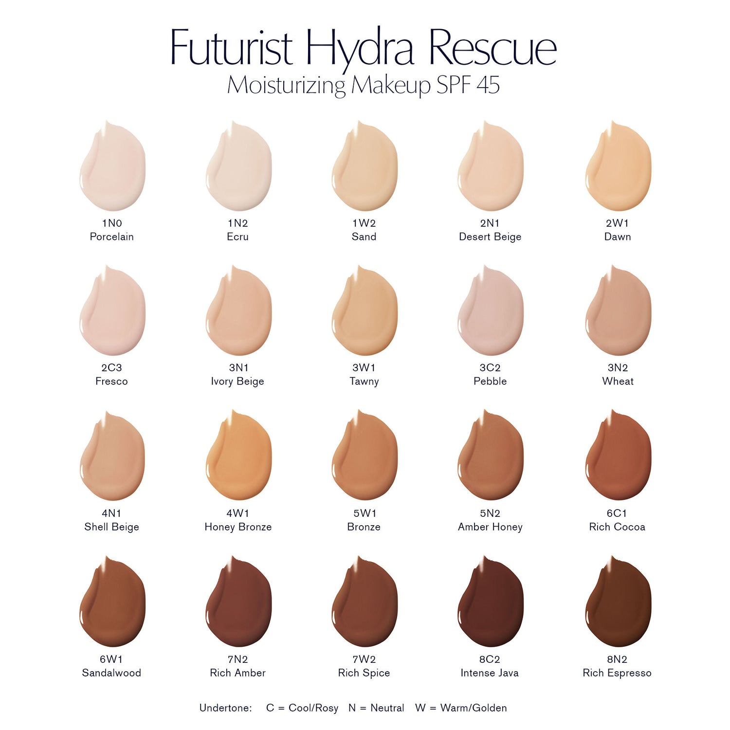 Group swatch image of Estée Lauder Futurist Hydra Rescue Moisturizing Makeup SPF 45