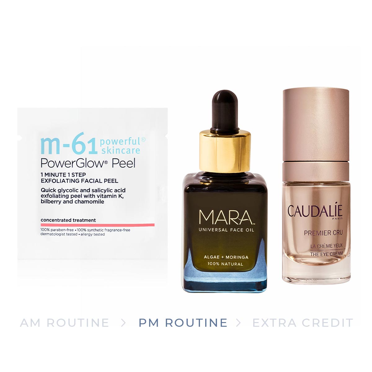 The products for the PM part of the combination skin skincare routine