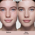 Laura Mercier Real Flawless Weightless Perfecting Foundation Color/Shade variant: 0N1 Silk before and after image . This product is for light neutral complexions