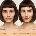 RMS Beauty ReEvolve Natural Finish Foundation Refill Color/Shade variant: 22 before and after image . This product is for medium cool beige complexions