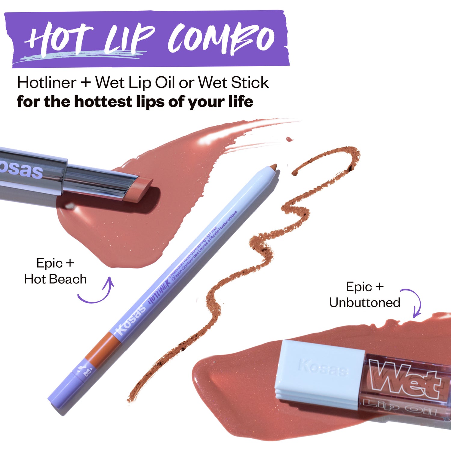 Kosas Hotliner Hyaluronic Acid Contouring Lip Liner Color/Shade variant: Epic model image 3 . This product is in the color nude