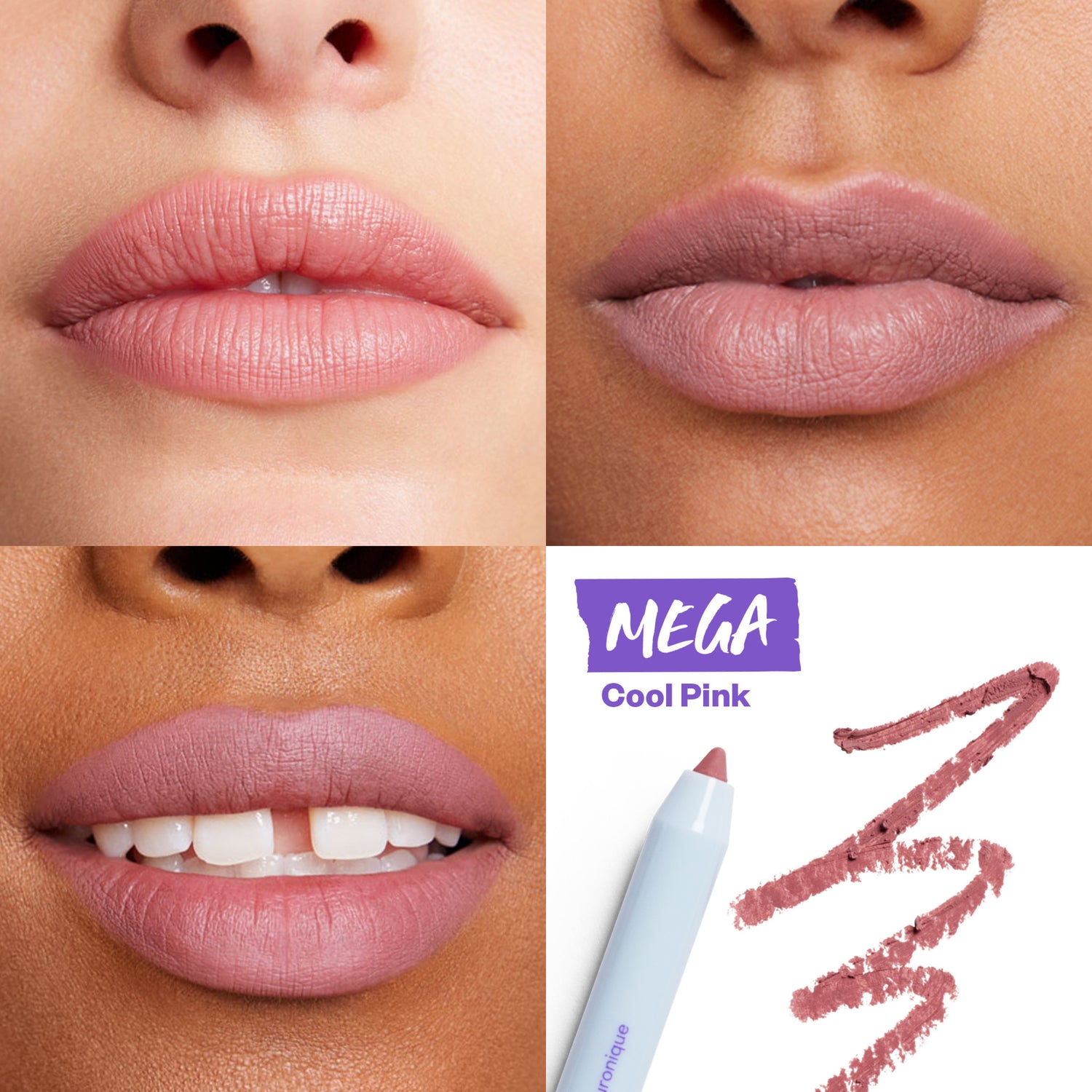 Kosas Hotliner Hyaluronic Acid Contouring Lip Liner Color/Shade variant: Mega model image . This product is in the color pink