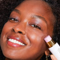 Ogee Sculpted Face Stick Color/Shade variant: Moonstone model image 2 . This product is in the color purple