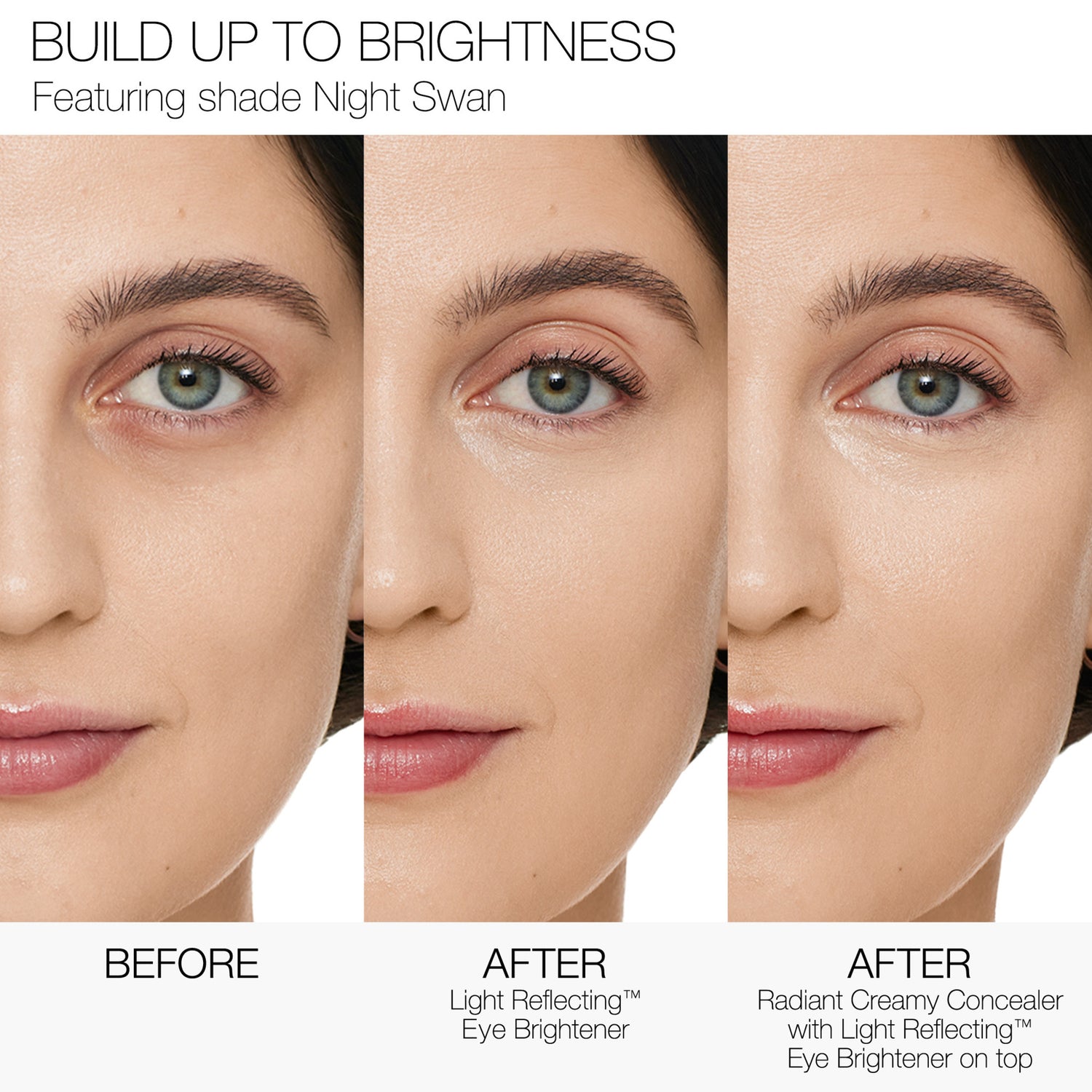 Nars Light Reflecting Eye Brightener Color/Shade variant: Night Swan before and after image 2 . This product is for light complexions